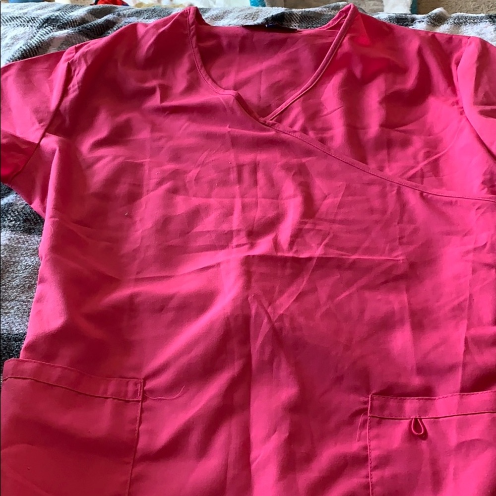 Pink scrubs.